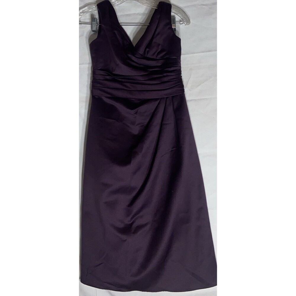 David’s Bridal Purple Satin Ruching Knee Length Dress Size 0